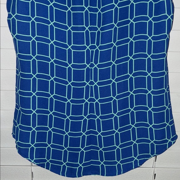 Candie's Blue and Teal Geometric Blouse - Picture 7 of 7